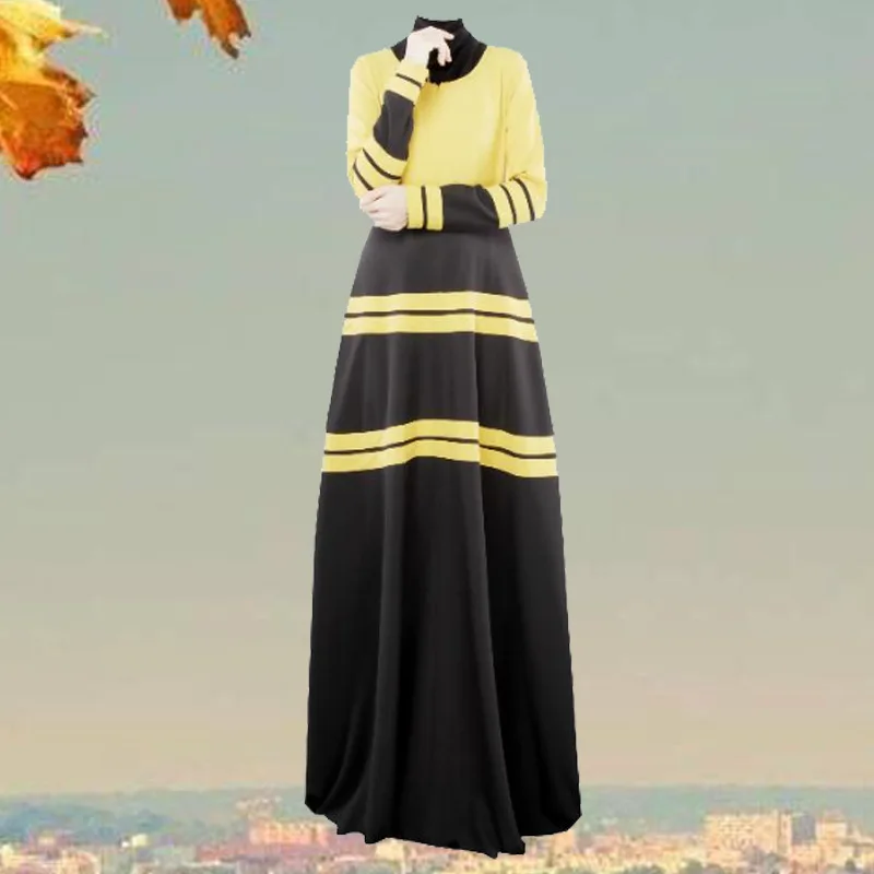 Мусульманское женское длинное платье в полоску Musulmane Дубай Турецкая женская