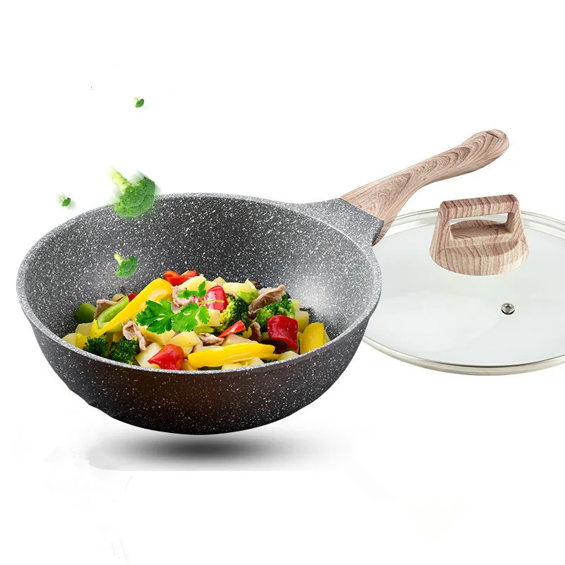 

Kitchen household stone color non-stick wok Maifan stone pan cooking pot household induction cooker WF315937