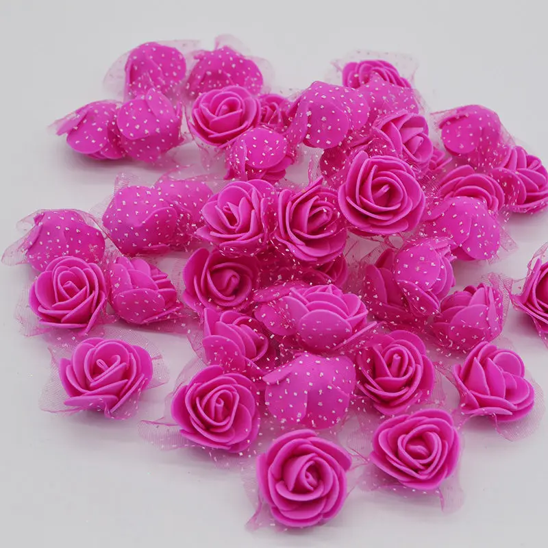 F17 Rose red 50 шт./лот 3,5 см мини PE поролоновые головки роз Искусственные Шелковые цветы для дома и сада DIY помпон венки Свадебный декор принадлежности - Цвет: F17 Rose red
