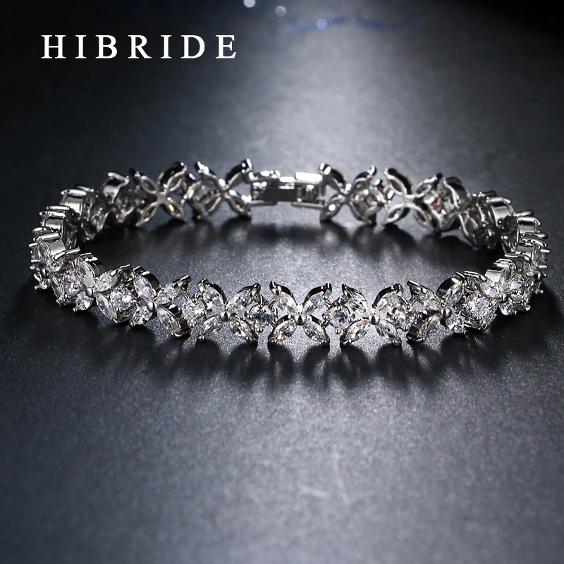 Браслеты и браслеты hibrid с фианитом белого/розового золота новый дизайн B 36|wedding
