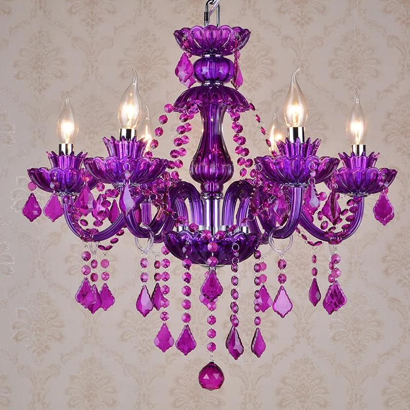 Свечи хрустальные люстры магазин одежды кафе фиолетовый кристалл свет Запад