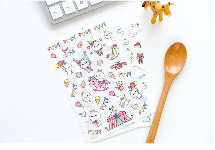 6 листов DIY Красочные Molang кролики kawaii наклейки для дневника планировщик дневник бумага Скрапбукинг альбомы фотобирка