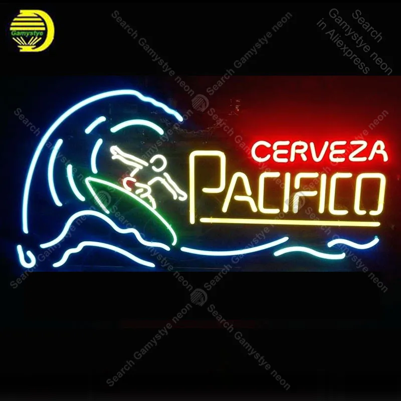 

NEON SIGN For Pacifico Cerveza Surf NEON Lamp GLASS Tube Decor Room Window Handcraft Advertise anuncio luminoso Dropshipping