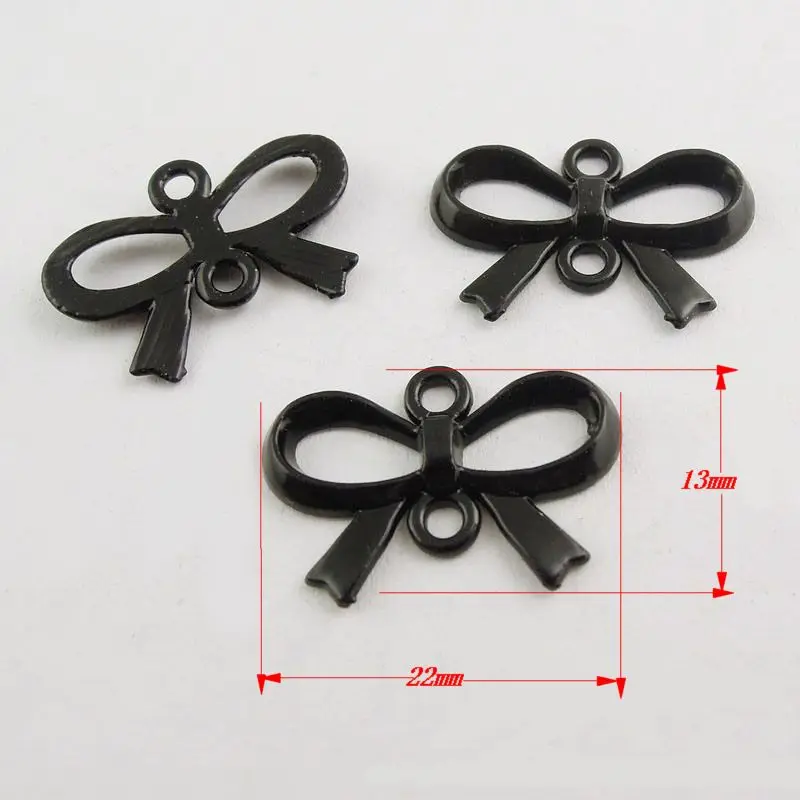 70pcs/pack Women Necklace Pendant Black Tone Alloy Bow knot Charms Connector Finding 22*13*2mm Jewelry Handmade Craft 37794 | Украшения и