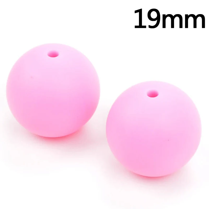 pink Горячие 19 мм круглые 50 шт силиконовые бусины для прорезывания зубов для ребенка BPA безопасные DIY силиконовые бусины - Цвет: pink
