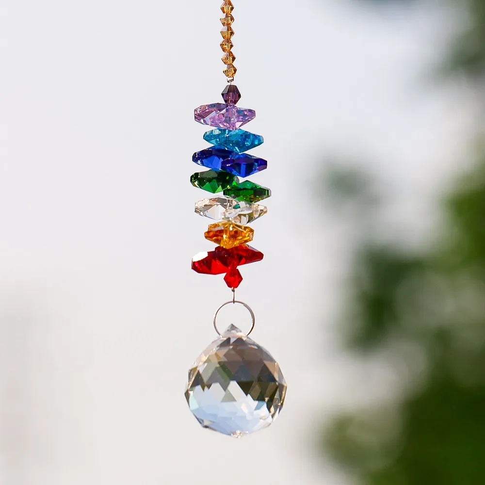 H& D 24 см люстра кристаллы мяч PRISM кулон Радуга Maker чакра каскад Suncatcher