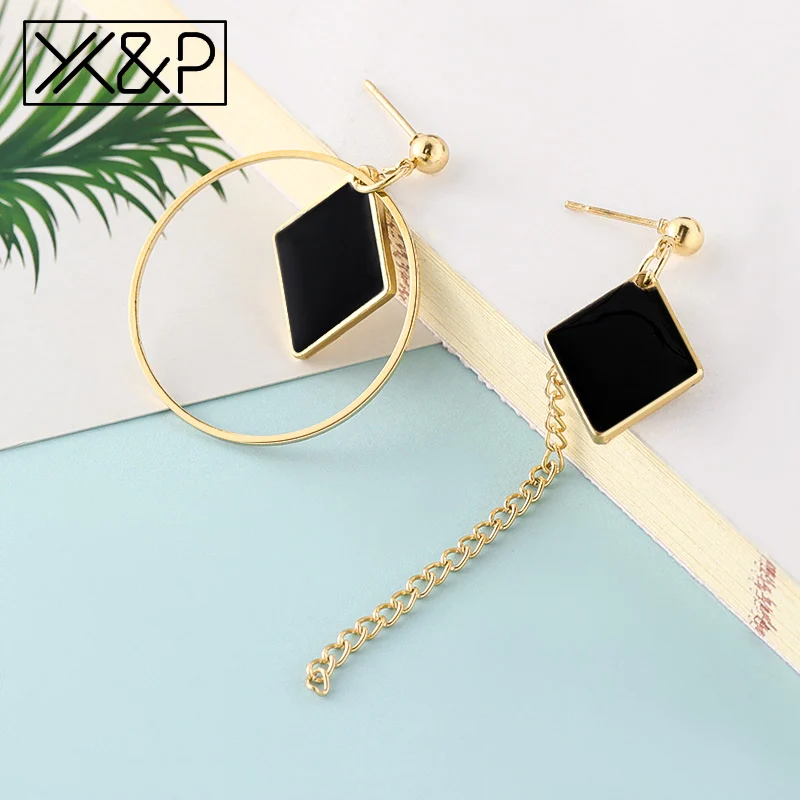X& P летний корейский, геометрической формы Винтаж серьги для Для женщин моде акриловые золотые простые висячие серьги-подвески в форме ювелирные изделия - Окраска металла: Black 8
