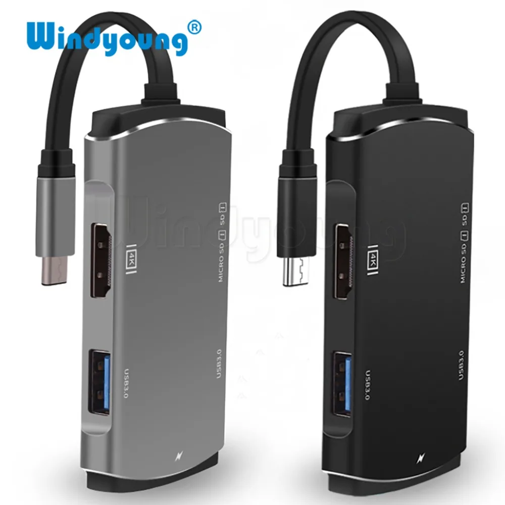 Многофункциональный usb-хаб и PD с поддержкой зарядки 6 в 1 4K 2*3 0 высокоскоростной