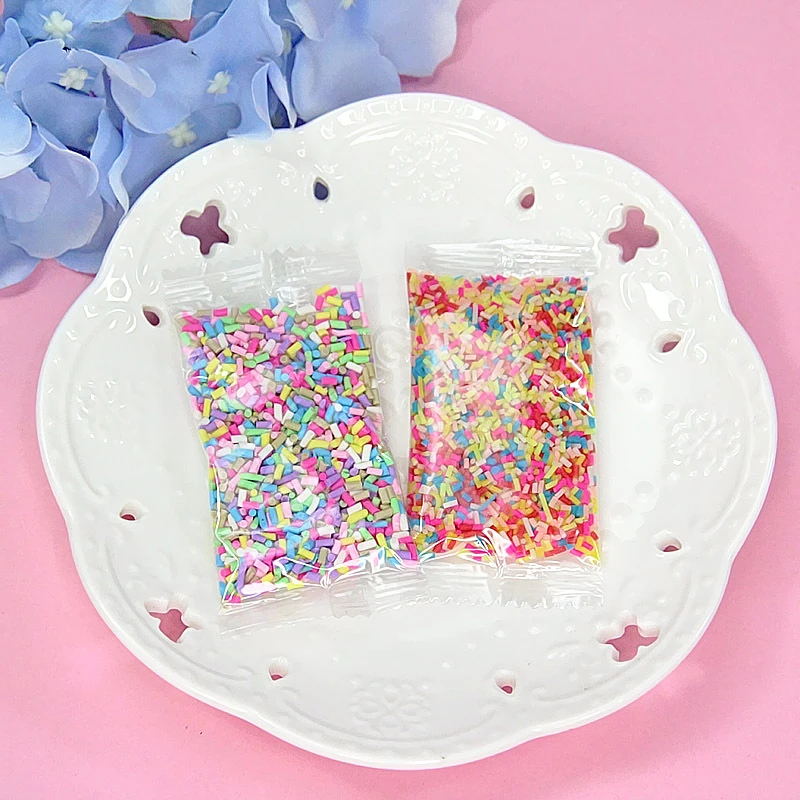 DIY Кристалл грязи моделирование Мороженое Торт украшения разбрызгивает наполнитель глины поддельные Конфеты Имитация сладостей сахарная игла слизи наполнитель