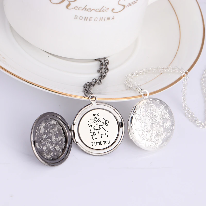 Парные ювелирные изделия открытый медальон ожерелье с гравировкой я люблю вас