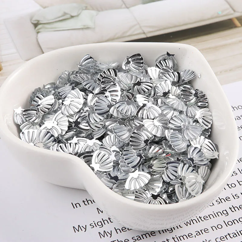 Silver 10g/pack 7mm Sea Shell Sequins Paillettes Sewing Material,Wedding Craft,Women Garment Kids DIY Accessories - Color: Silver