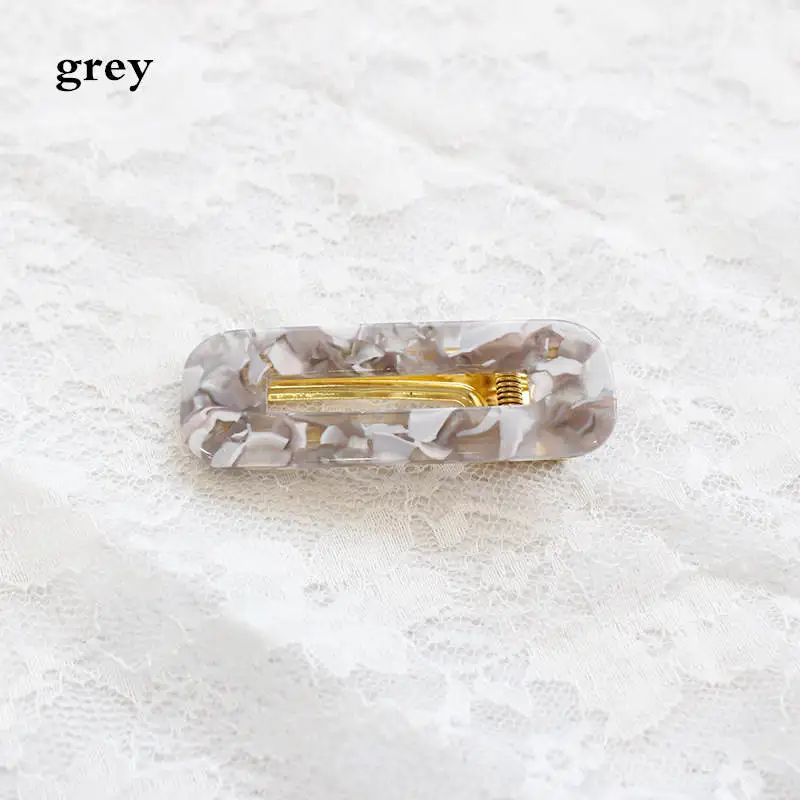 grey Винтажные полые ацетатные заколки для волос, женские леопардовые мраморные текстурированные геометрические Заколка-Утконос, заколка для волос, аксессуары для волос - Цвет: grey