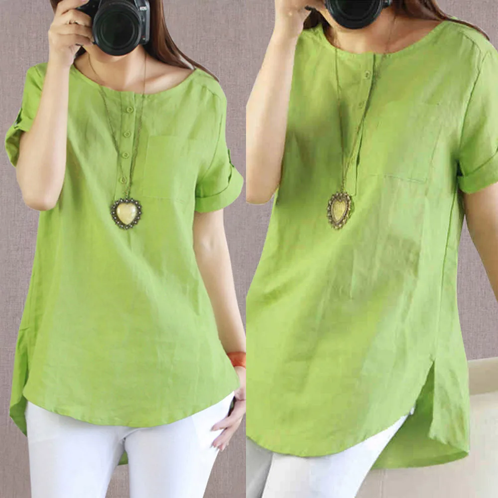 SAGACE Повседневная Женская блузка 2019 Летняя Свободная рубашка с коротким рукавом и