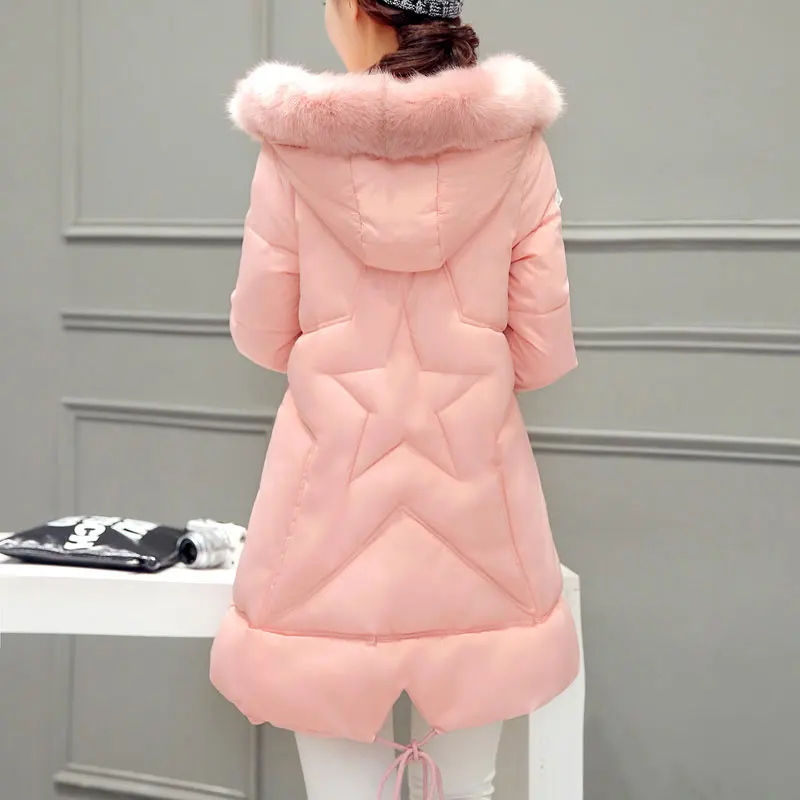2018 зимнее пальто для девочек длинное уплотненное корейское с меховым воротником