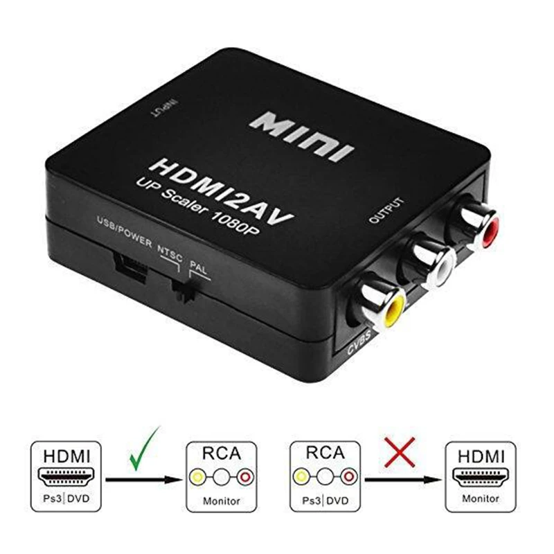 50 шт. HDMI2AV 1080P HD видео адаптер мини HDMI в AV конвертер CVBS + L/R RCA для Xbox 360 PS3 PC360 с