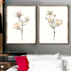 Минималистское полотно цветок Магнолия плакаты и принты настенные картины для гостиной домашний декор современное настенное искусство