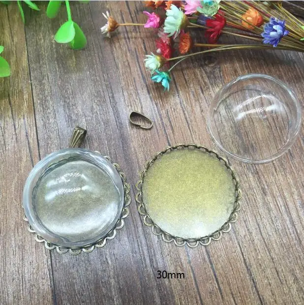 Набор стеклянных купольных подвесок бронзовая филигрань 50 компл./лот 15/20/25/30 мм |