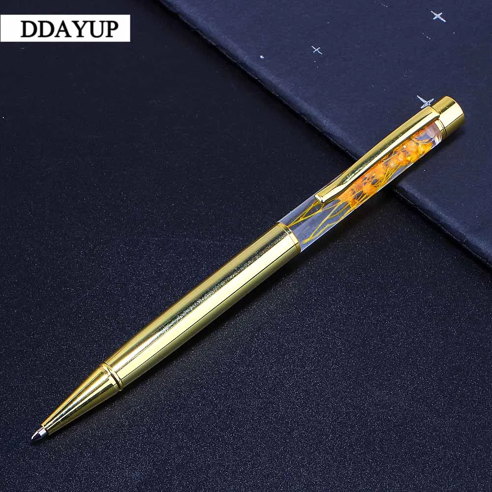Gold 1 шт., креативная шариковая ручка, металлические шариковые ручки, офисные принадлежности, розовые, золотые, розовые, золотые ручки, динамическая жидкая ручка в виде цветка - Цвет: Gold