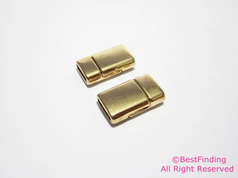 

Light gold 10x2mm magnetic clasp 10mm flat leather clasps-FC01R