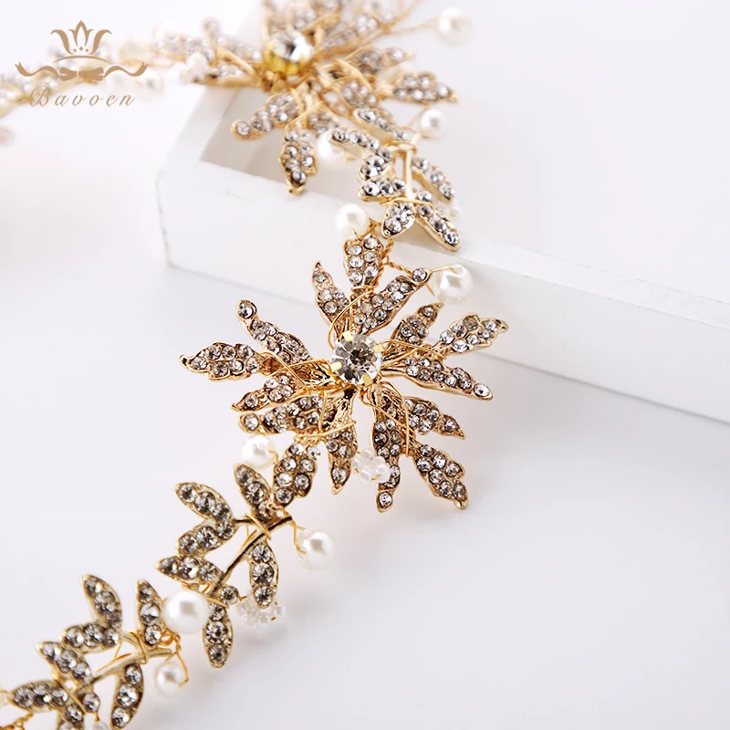 Модные корейские повязки на голову с золотыми листьями Мягкие Длинные свадебные