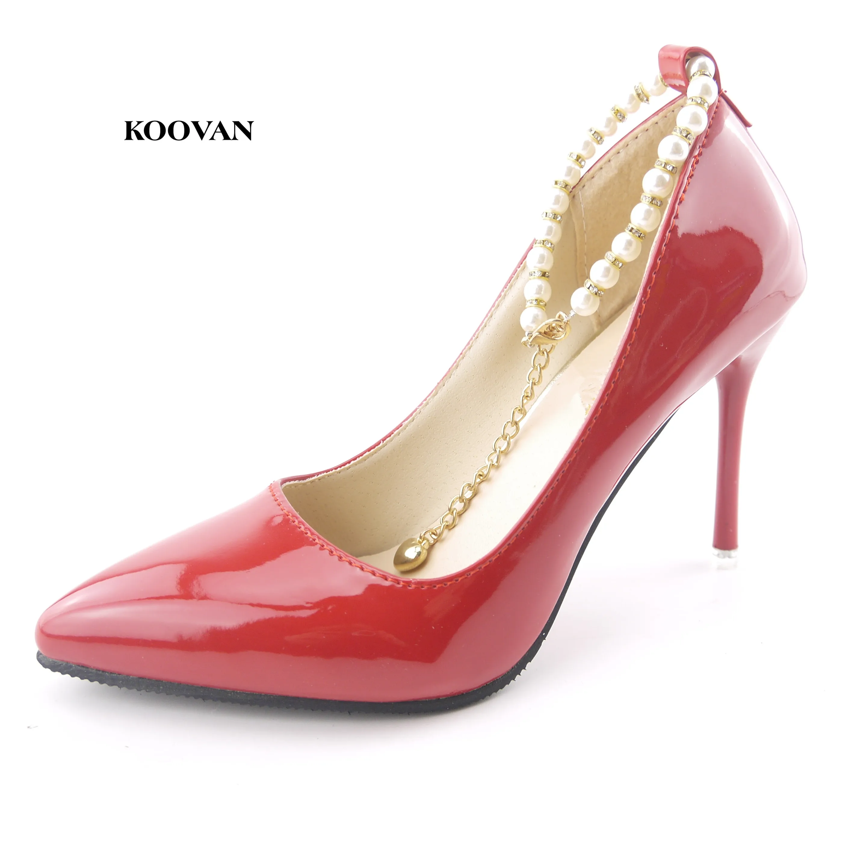 

Koovan Women Pumps 2017 Spring New Fashion Women Shoes Pointed High Heels Shoes Fashion Thin Heels Pearl Wedding Shoes Red Pink