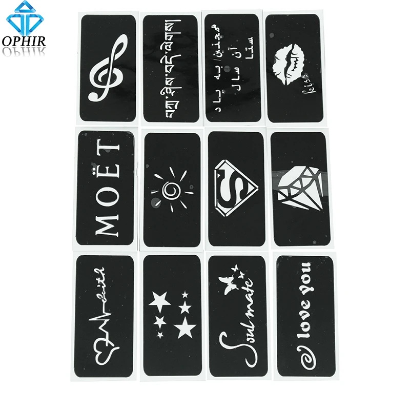 Новинка 12 шт. многоразовые рандомные трафареты OPHIR для рисования тела набор