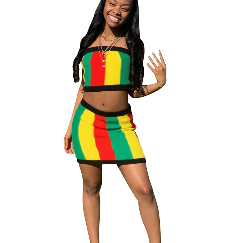Plus Size Xxl Two Piece Set 2Pcs Outfits Women Slash Neck Crop Tops And Mini Skirts 2 Pieces Short Summer Matching Sets | Женская одежда