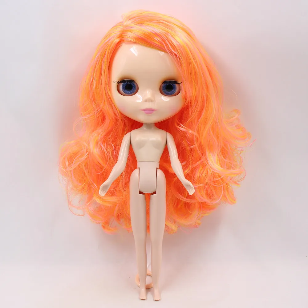 Nude Doll Blyth 1/6 кукла Обнаженная оранжевая микс желтые волосы без челки белая кожа Нео нормальное тело DIY ледяной bjd игрушка девочка подарок No.260BL898/3208 - Цвет: Nude Doll