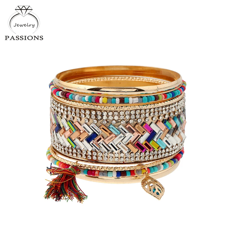 Набор из браслета и кисточка золотого цвета цветов многослойный с кисточками