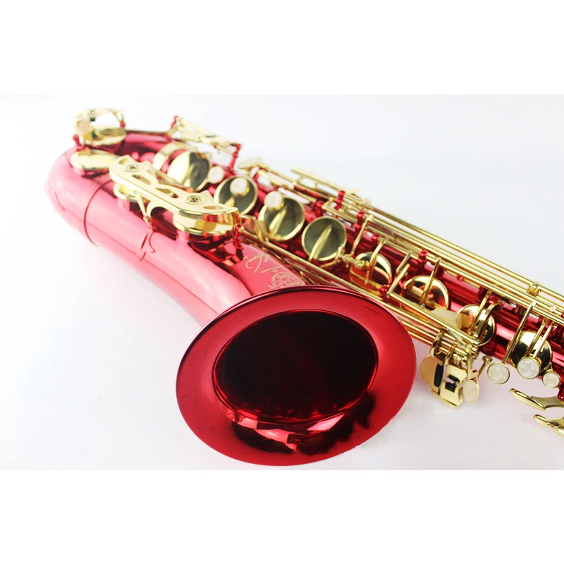 B flat альт саксофон поверхность красные лаковые Золотые ключи Sax Музыкальные