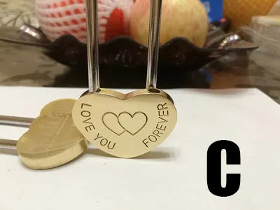 Латунный Мини-замок для влюбленных с выгравированным двойным сердцем |