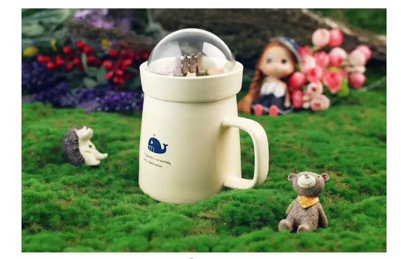 400 мл креативные DIY микро Ландшафтные садовые керамические чашки с керамической крышкой милые кофейные чашки и кружки Canecas Criativa