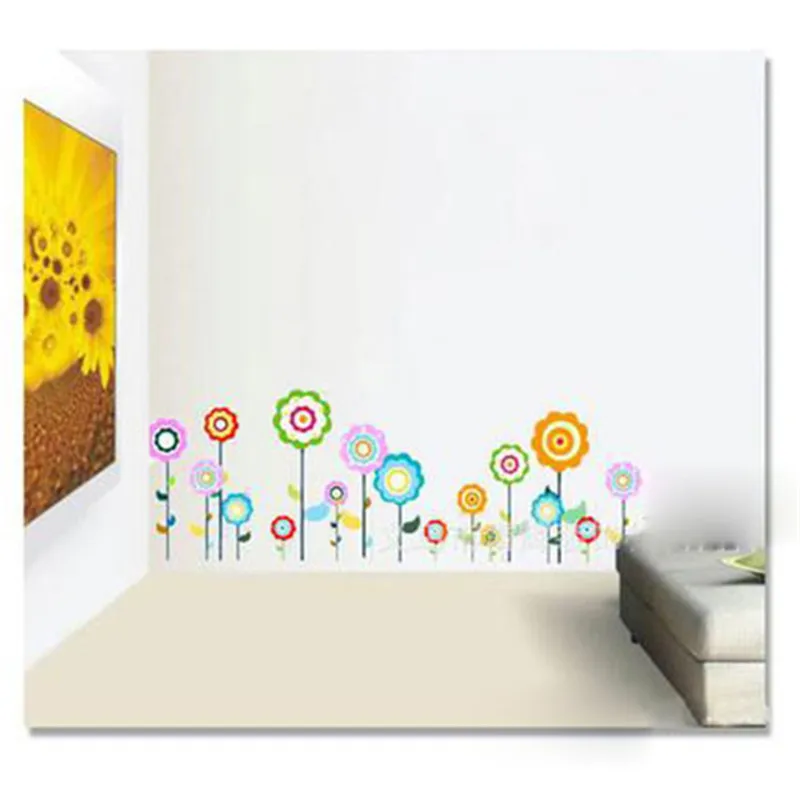 Теплый романтический плинтус в виде подсолнуха съемная Настенная Наклейка