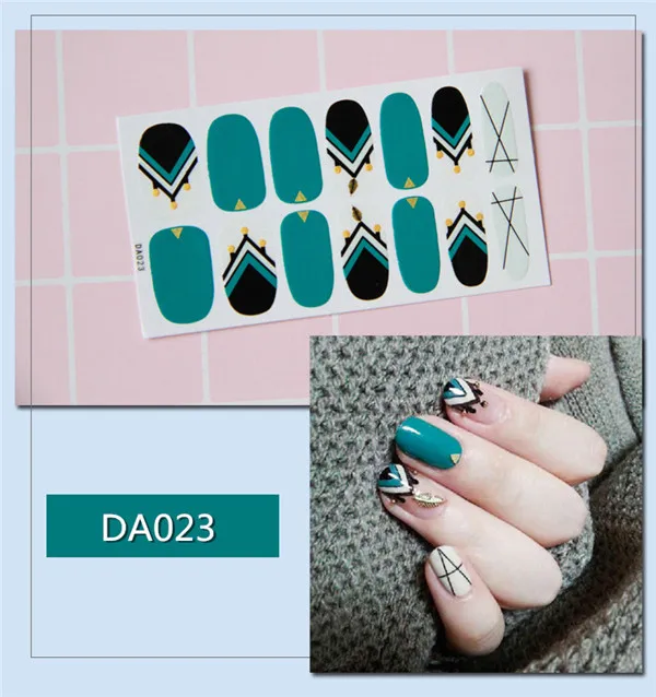 23 14 насадок/набор полное покрытие наклейки для ногтей s Обертывания DIY наклейки для нейл-арта простые наклейки s самоклеющиеся наклейки для ногтей розовый белый черный зеленый - Цвет: 23