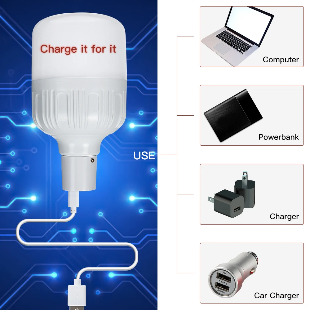 Новое поступление Smart LED30W 40 W 60 W 80 W лампа аварийной сигнализации перезаряжаемая умная лампа