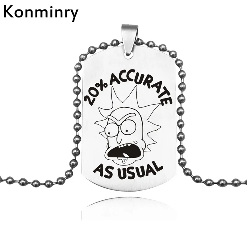 Konminry Rick And Morty квадратное ожерелье из нержавеющей стали горячее аниме смешное лицо мультфильм металлическое ожерелье из бисера для женщин мужчин - Окраска металла: 5