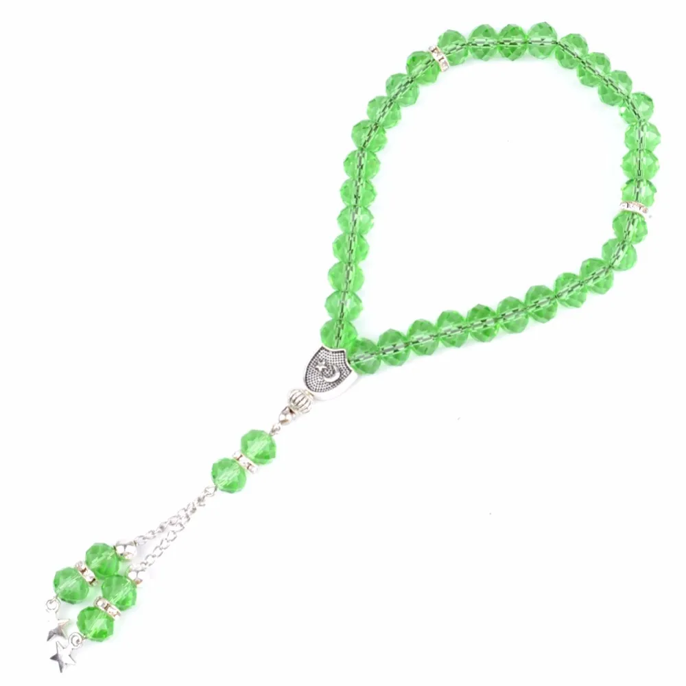 Оптовая продажа 33 зеленых кристаллов молитвенные бусы мусульманская мода