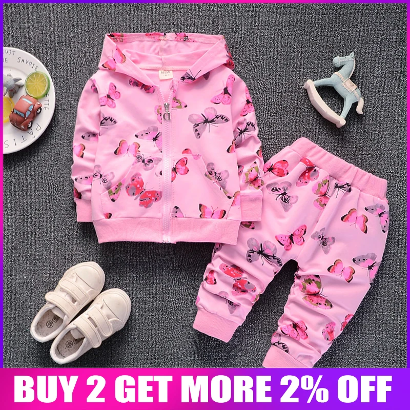 Комплект одежды для маленьких девочек BibiCola Осенний модный спортивный костюм