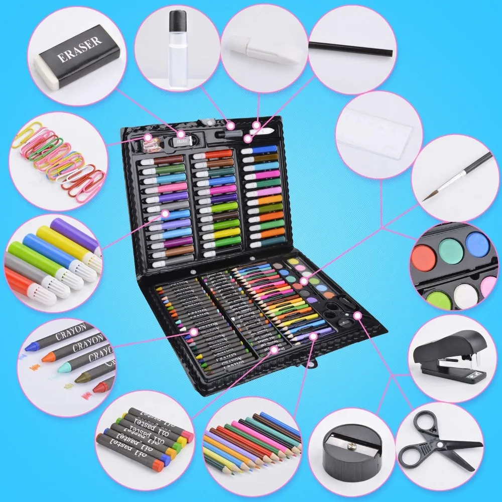 150 шт роскошный Художественный набор для рисования и цветные ручки маркеры