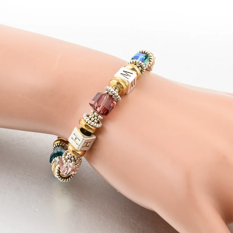 Браслет женский с бусинами из муранского хрусталя серебристого цвета|bracelets for|beads