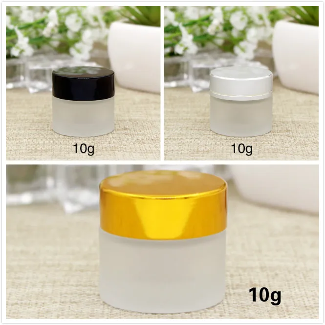 Косметическая банка из матового стекла 20 шт. золотая серебристая черная крышка