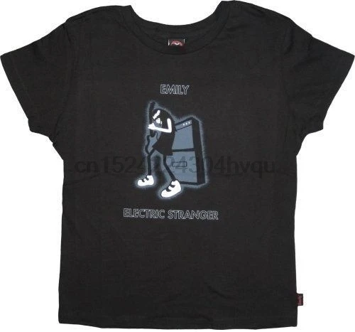 Juniors Black Emily the stranna Character Electric Stranger Pattern с принтом хит продаж женские футболки