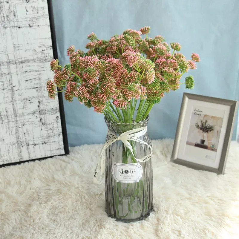 

27 Heads/Bouquet Plastic Hydrangea Artificial Flower Dandelion Fake Plastic Flower Wedding Home Decoration Party Office Decor