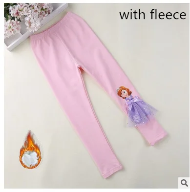 pants wiht fleece-5 Штаны для малышей, коллекция года, флисовые детские штаны-колокольчики, весенние леггинсы для девочек с героями мультфильмов Анна, Эльза, София, принцесса, штаны с вышивкой - Цвет: pants wiht fleece-5