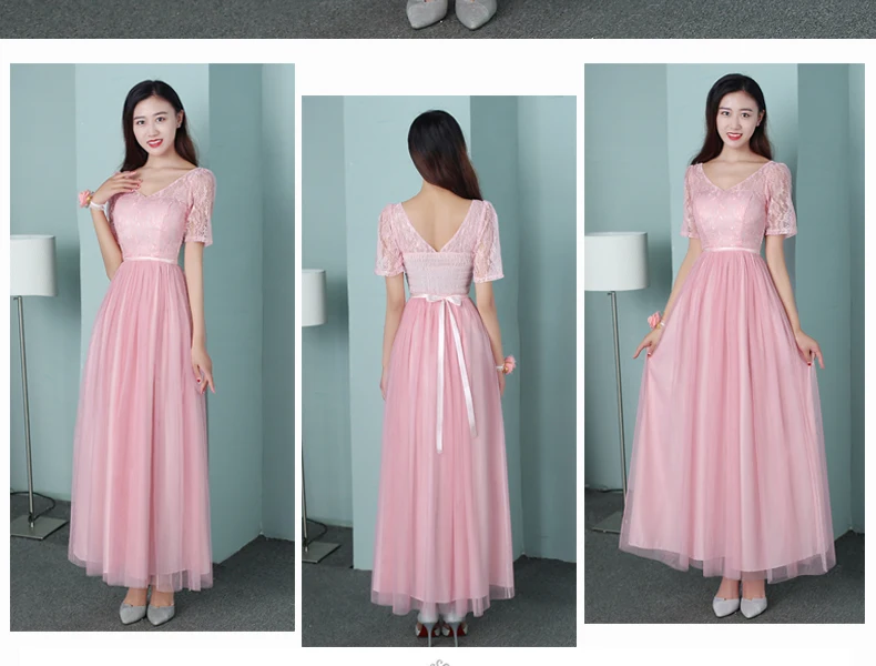 Vestido Longo розовое платье подружки невесты Новое Элегантное платье трапециевидной формы с v-образным вырезом серое длинное платье для свадебной вечеринки