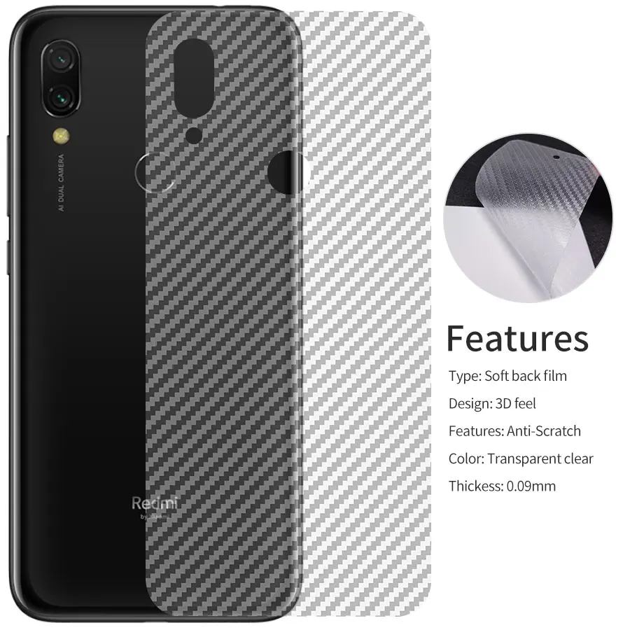 Jappinen 10 шт./лот 3D углерода волокно задняя крышка экран протектор для Xiaomi mi Red 7