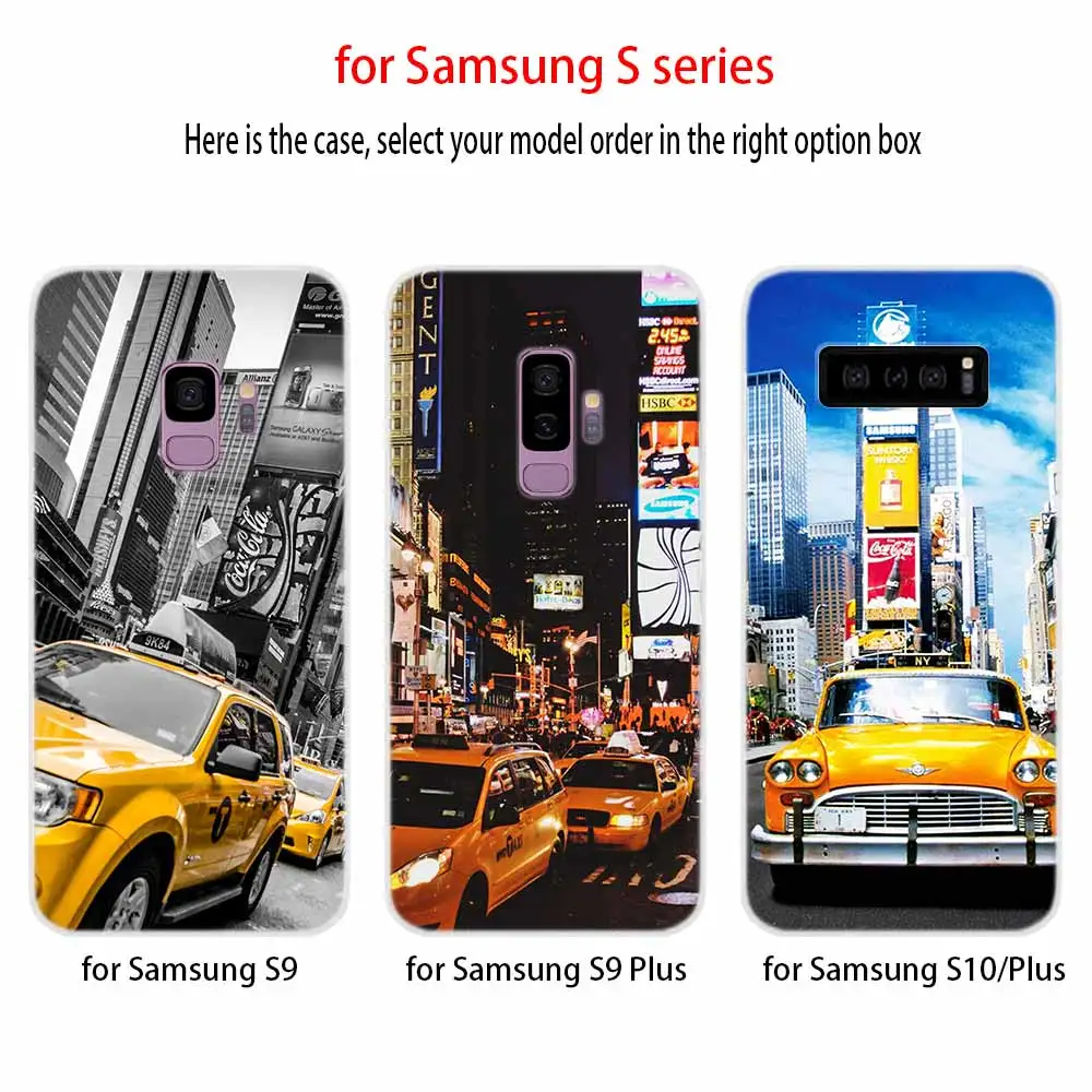 Мягкий чехол с изображением такси Нью-Йорка для Samsung Galaxy S7 Edge S8 S9 S10 S11 S20 S21 Plus Lite E