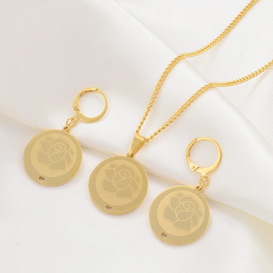 Ювелирные наборы с бусинами и цветами серьги ожерелье подвеской в форме сердца