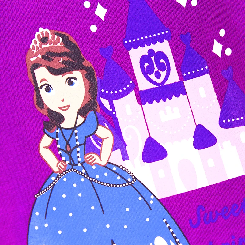 Хлопковые пижамы для девочек фиолетовые топы с длинными рукавами и принтом +