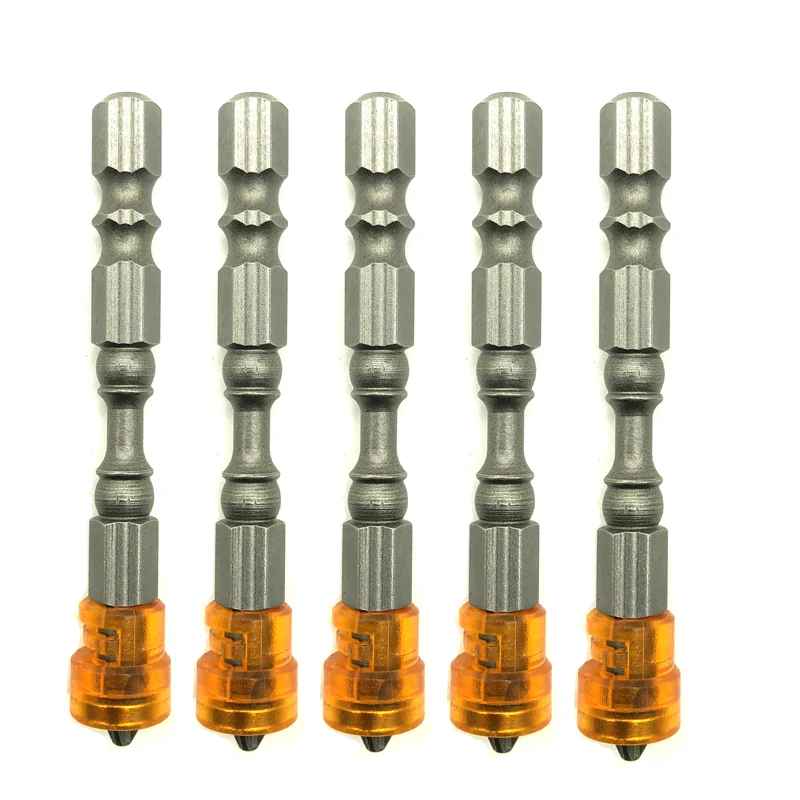 5pcs yellow single 5 шт. PH2 Магнитная отвертка бит против скольжения S2 стальной электрический отвертка набор 1/" шестигранный хвостовик с одной головкой электроинструменты DT6 - Цвет: 5pcs yellow single
